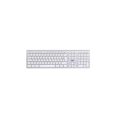We Teclado Inalámbrico Bluetooth Macos Doble Relacionación Bluetooth Batería Recargable Incorporada Aspecto Alu, Blanco Plateado We Teclado Inalámbrico Bluetooth Macos Doble Relacionación Bluetooth Batería Recargable Incorporada Aspecto Alu, Blanco Plateado