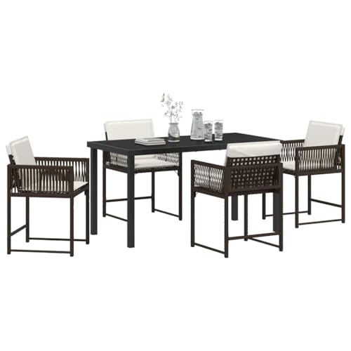 Ensemble de Salle à Manger Jardin 5 pcs en Polyrotin Marron Durable - 2