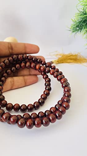 RDK Red Sandalwood (Lal Chandan) Islamic Tasbih Prayer Mala Beautiful Engraved Allah Mohammad TASBEEH/Muslim Prayer Beads/TASBIH/SIBHAA Islamic Salat Prayer Tasbeeh 100 Beads 6 MM