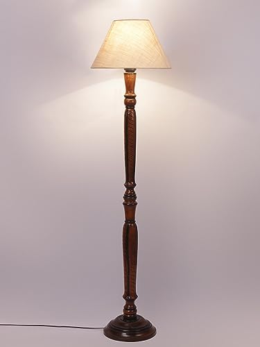 Image of Devansh White Jute Conical Wooden Floor lamp -24