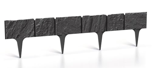 Rasenkante Gartenpalisade Palisade Beeteinfassung Beetumrandung 15,6m Beetabgrenzung Stein-Optik Mähkante Anthrazit