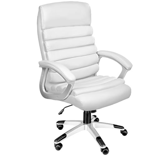 ®, Sedia Ufficio Elegante e Confortevole, Design a Onde, Poltrona Doppia Imbottitura, Altezza Regolabile, Girevole 360°, Sedia Scrivania Ergonomica - Bianco - Sedia gaming - Immagine 4