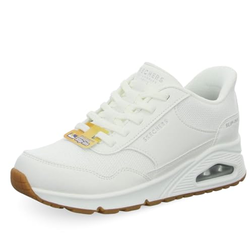 Skechers Uno Banksia   Tenis para Mujer, Malla Duraleather Blanca, 42 EU