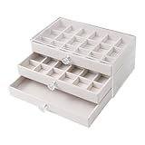 Photo Gallery leeqinersw scatola portagioie in tessuto di velluto con 3 cassetti, scatola portaorecchini, coperchio in acrilico, beige Photo Gallery leeqinersw scatola portagioie in tessuto di velluto con 3 cassetti, scatola portaorecchini, coperchio in acrilico, beige