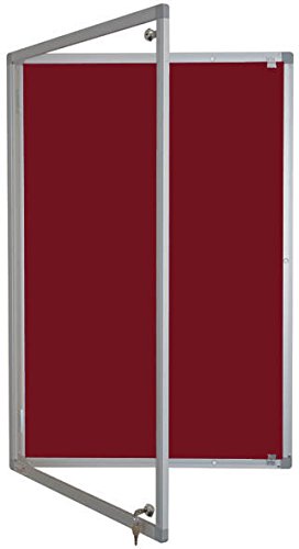 Tamperproof Noticeboard Class B Aluminium Framed 1200mm x 900mm, Burgundy — image 1