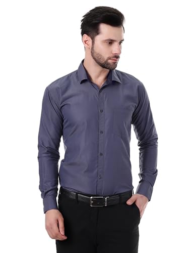 Image of XJARVIS Austin Men's Combed Cotton Shirt | Solid Plain Formal & Casual Shirt for Men | Regular Fit | Spread Collar | Full Sleeve | Office Wear Shirt with Pocket