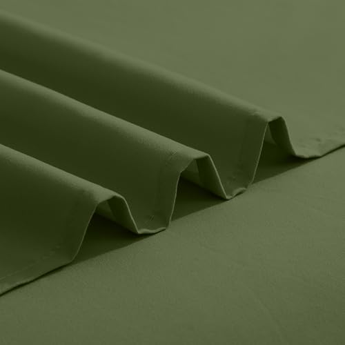 Image of Elegant Comfort Luxurious 1500 Premium Hotel Quality Microfiber Three Line Embroidered Softest 4-Piece Bed Sheet Set, Wrinkle and Fade Resistant, King, Sage-Green