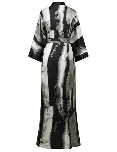 Image of PRODESIGN Kimono Robe for Women - Long Satin Sleepwear Silky Kimono Cover-Up Nightgown Japanese Bathrobe Loungewear Blouse