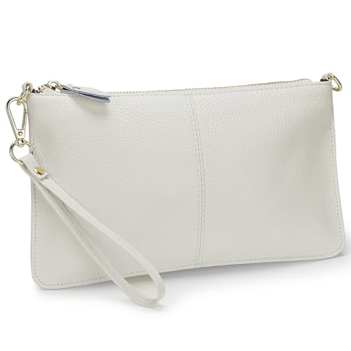 Image of YALUXE Genuine Leather Wristlet Handbags Purses Cell Phone Pocket Clutch Wallet Crossbody Bags for Women