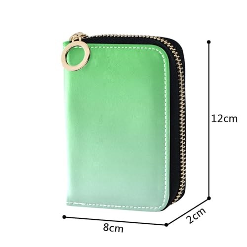 Elegant Blue Lime Green Gradient Wallets for Women Leather Cute Card Holder Wallets RFID Blocking Animal Zipper Travel Wallet with Key Ring3