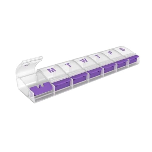 Ezy Dose Push Button (7-Day) Pill, Medicine, Vitamin Organizer Box | Weekly, Daily Planner | Large Compartments | Arthritis Friendly | Clear Lids