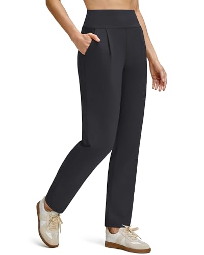 G4Free Golf Pants for Women Soft Slacks with Pockets Dressy Casual High Waist Office Pant Elastic Trousers Comfy Travel Slack (Black,XS,Tall)