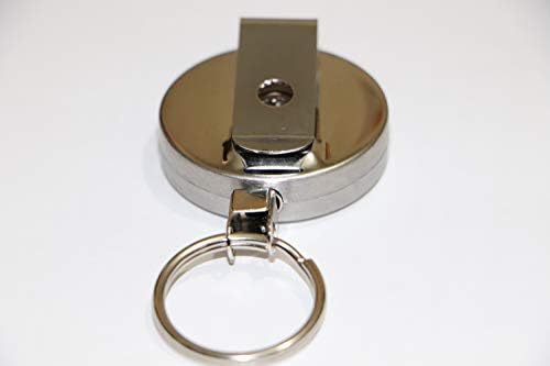 BTO Heavy Duty Excellent Quality Steel Retractable Badge Holder with Key Belt Reel for Key Ring ID Card Badge Holder Security Badge Holder Sturdy Cord