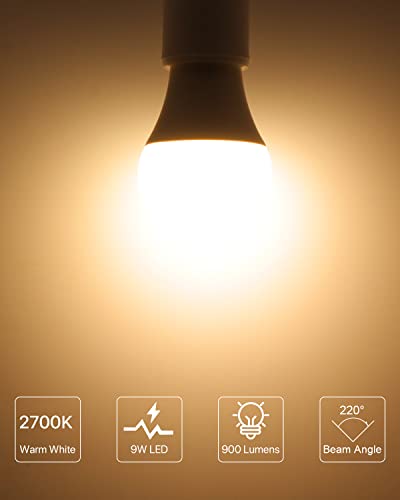 Image of A19 E26 LED Bulbs, 60W Eqv, 9W, 2700K, Non-Dimmable, 6 Pack | 900 Lumen, Warm White Light, Ideal for Bedroom, Living Room Lighting