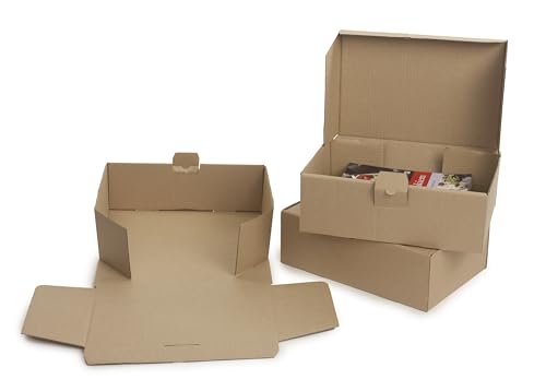 WePack 25 Stück Maxibriefkartons 400x300x150 mm Innenmaß Maxibrief Versand Post Faltschachtel 1-Wellig 400g Braun Postkarton Versandschachtel Paket Päckchen Versandkarton warensendung