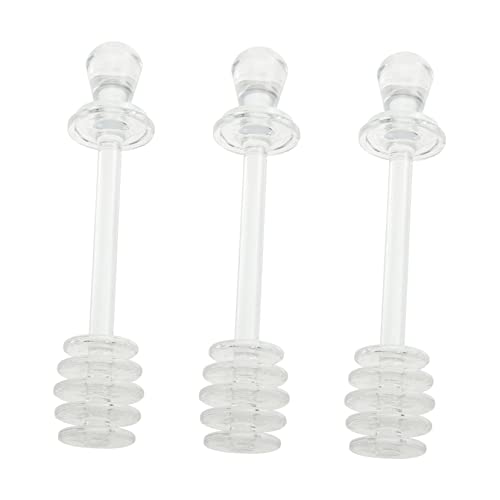 KICHOUSE 3pcs Honey Stick Honey Stirring Rods Honey Spoon Beverage Stir Sticks Honey Dipper Stick Honey Wand Honey Dispense Stirrers Honey Stir Sticks Honey Syrup Dispenser Mini Jam Acrylic