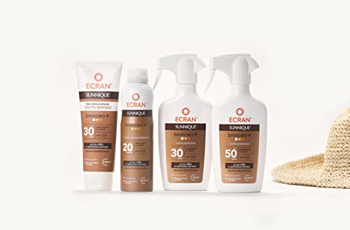 Ecran-Sunnique-Leche-Protectora-Solar-Broncea-SPF-30-en-Spray-Proteccion-UVB-y-UVA-Activa-el-Bronceado-Natural-Sin-Autobronceador-con-Tecnologia-PureBronze-Resistente-al-Agua-270-ml