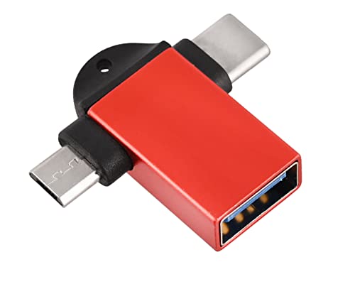 Image of JGD Products 2 in 1 (Red) OTG Adapter Micro USB+USB Type C to USB Female Connector, OTG Pen Drive Adapter to Mobile Connector Type C, Compatible with All Devices