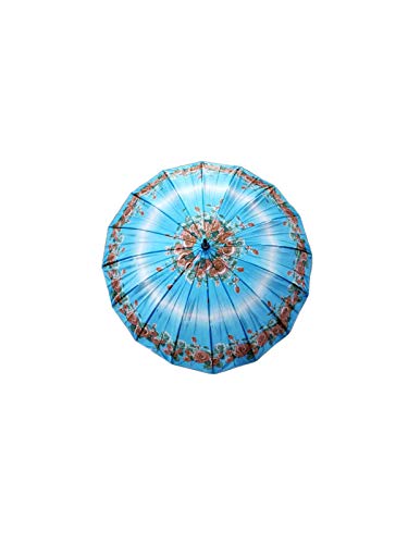 Image of BookMyCostume Artistic Full Size Umbrella Floral Blue Parasol Kids & Adults Costume Accessories Kids