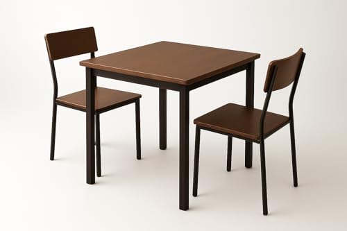 Image of Dining Table Set of 2, 2 Seater Dining Table with Chairs, Engineered Wood Top & Metal Frame, Compact Space Saving Dining Table for Home & Kitchen (Dark Maple- DIY)