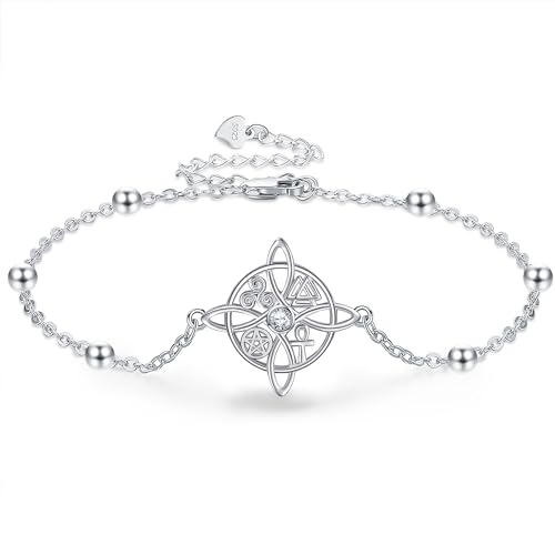 Image of YAFEINI Nudo de Bruja Plata 925 Original Witches Knot Anklet Sterling Silver Witch Foot Jewelry Witchy Gifts for Women