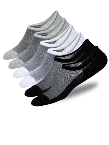 Mens No Show Socks Low Cut Ankle Short Sock Cotton Thin Casual Socks Non Slip for Loafer Flats Sneakers 3 Pairs