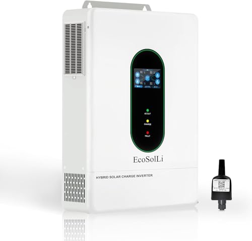 EcoSolLi 12000W Hybrid Inverter, 48V Split Phase Solar Inverter with WiFi, 120V/240V AC Input/Output...
