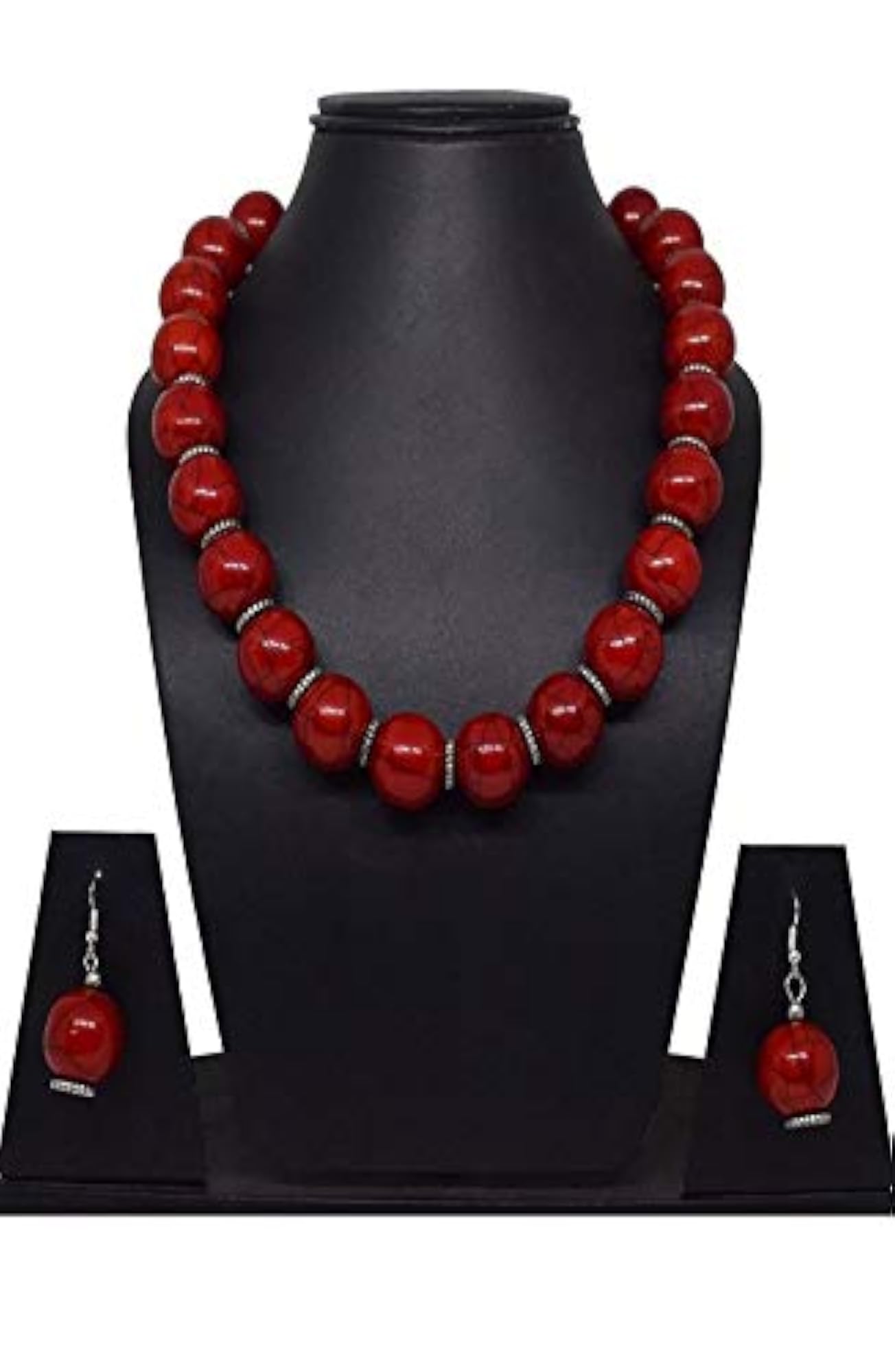 Handmade Red Beads Necklace & Earring Set for Women