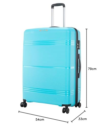 Image of Skybags Focus 8W(N) Strolly Large 360 79 Cm|Trolley Bag, Speed Wheel Suitcase For Travel, 8 Wheel Luggage For Men And Women, Polypropylene Hard Side Cabin And Check In Bag (Turquoise, Large)