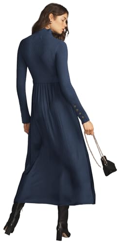 Womes Mock Turtleneck Long Sleeve Ribbed Knit Pullover Tops Fashion Long Maxi Dress3