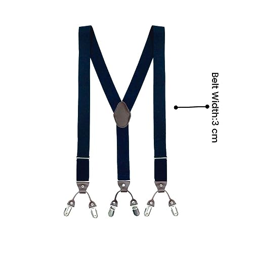 Image of The Tie Hub Suspenders for Men | Slim Clip-On Y-Back Elastic Braces | Adjustable 1.25 Inch | Formal Wedding Office