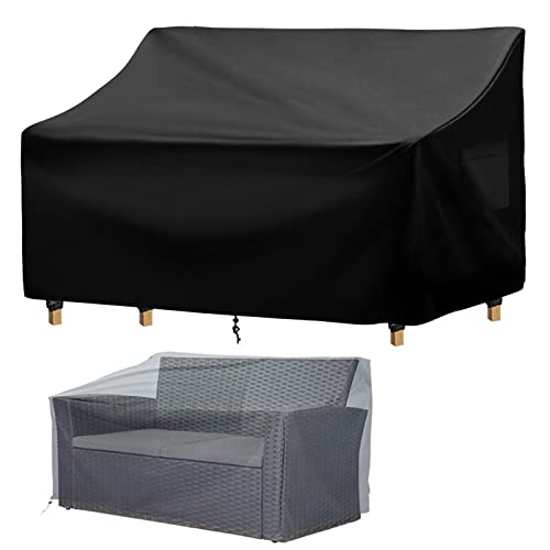 Housse de canapé pour l'extérieur, Tissu Oxford 420D, Housse de canapé de Jardin, avec Ouvertures d'aération, Cordon de Serrage et Sac de Rangement (137 x 94 x 89 cm, Avant 69 cm)