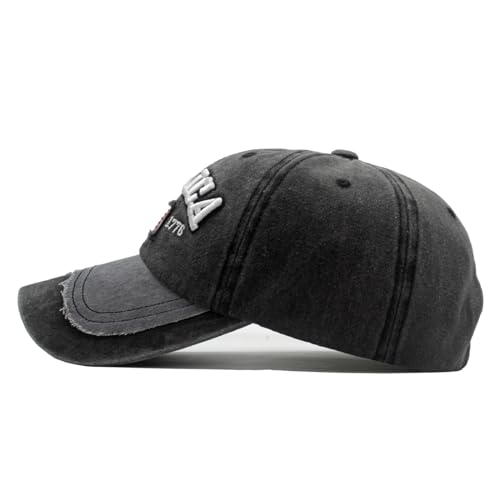 Image of Embroidery American Flag Baseball Cap for Men Women Vintage Washed Distressed Cotton Adjustable USA Dad Hat