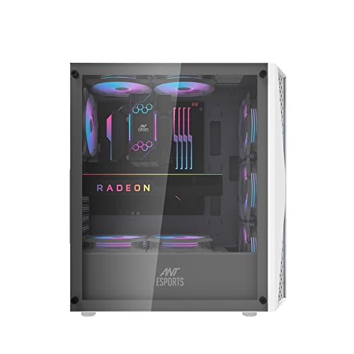 Image of Ant Esports 220 Air Mid- Tower Computer Case /Gaming Cabinet - White | Support - ATX, M-ATX, ITX | Pre-Installed 3 x 120mm Front Fans and 1 x 120mm Rear Fan