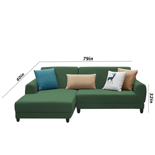 Image of Kraven LHS 4 Seater L Shape Sofa Set for Living Room (Green Fabric) Premium Fabric Sofa