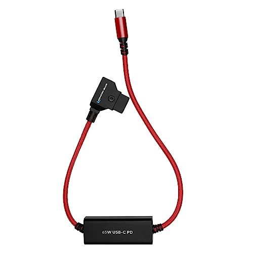 KONDOR BLUE | 16" D-Tap/P-Tap to USB-C PD 2-Way V-Mount Charger Braided Power Delivery Cable for Mirrorless Cameras, Phones, Laptops & More | Cardinal Red
