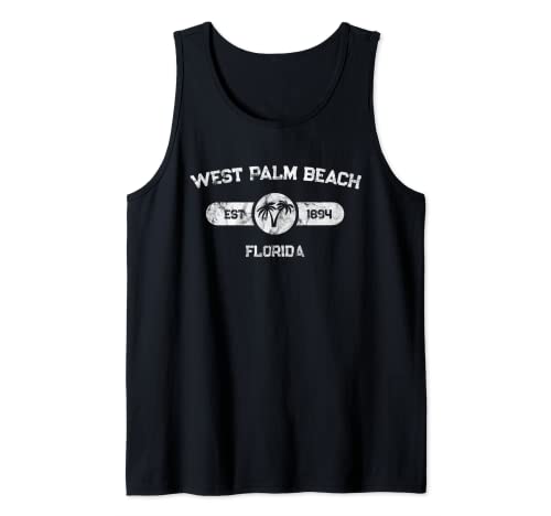 West Palm Beach Florida Vintage Souvenirs Palmeras Camiseta sin Mangas