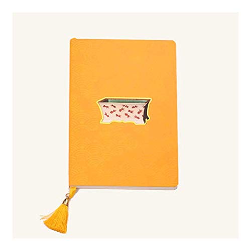 DREANNI Notebook Hollow Note Student Ancient Style Illustrationen, Portable Account Book, Schreibwaren A5 19.2 * 13.2Cm 7.5 * 5.1 In Ruled Paper Journal Journal/Yellow Cover