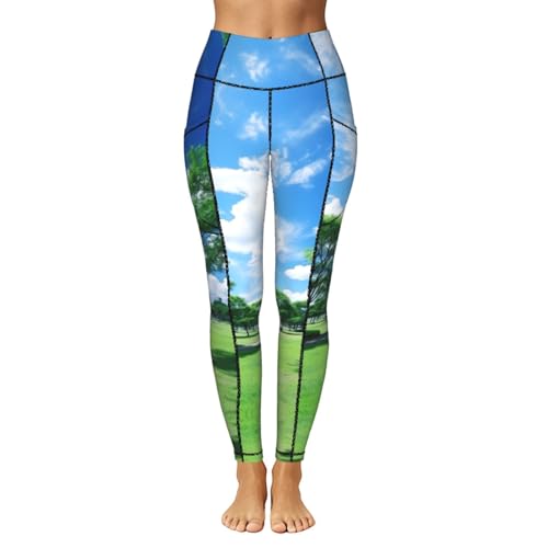 Leggings con estampado de campo de golf de mujer con bolsillos que no se bajan al entrenar 2