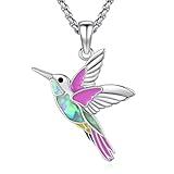 Colibrí para Mujeres, mamá, Hombres, Regalos, Concha de abulón, Colgante de pájaro, joyería de Plata de Ley
