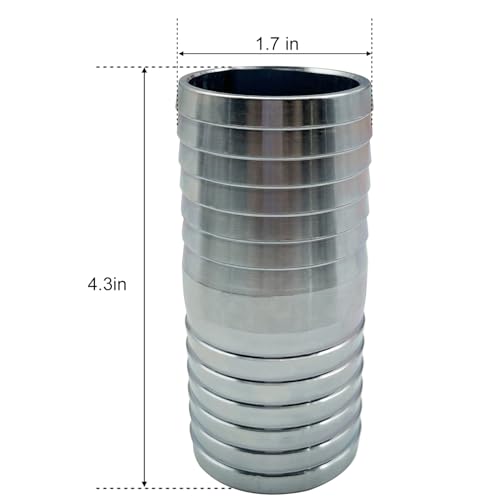 Image of SAFBY 2 inch Stainless Steel Hose Barb Fitting - Straight Barbed Splicer Mender Coupler with 4PCs Hose Clamps (304 SS) for Oil, Water