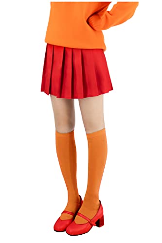 C-ZOFEK Velma Dinkley Cosplay Costume Women's Knitted Jumper Pullover Pleated Skirt (Only Skirt-XS, Skirt)