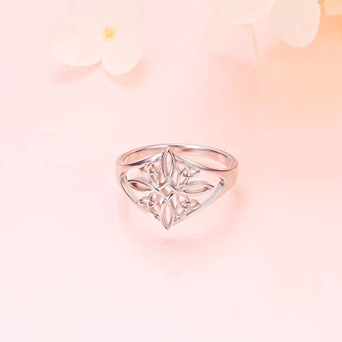 Witches Knot Ring 925 Sterling Silver Ring Celtic Knot Heart Cross High Polish Tarnish Resistant Eternity Wedding Band Stackable Ring Irish Jewelry Gifts for Women4