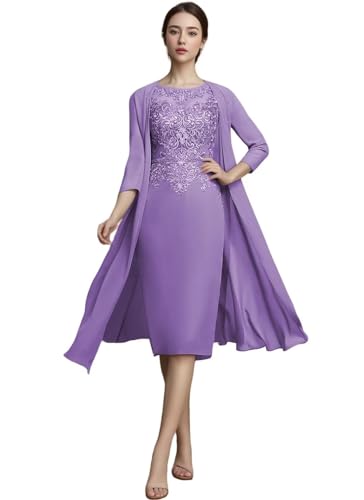 CSYPJYT Mother of The Bride Dresses Tea Length Grandmother of The Bride Dresses Wedding Guest Groom Dress Jacket