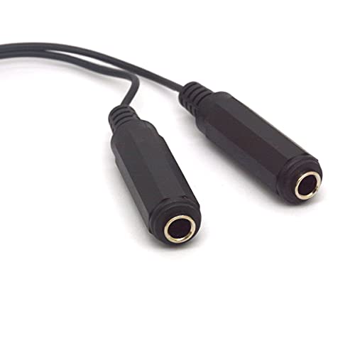 Cable divisor de audio 6.35mm, conector estéreo a doble TS miniatura 3