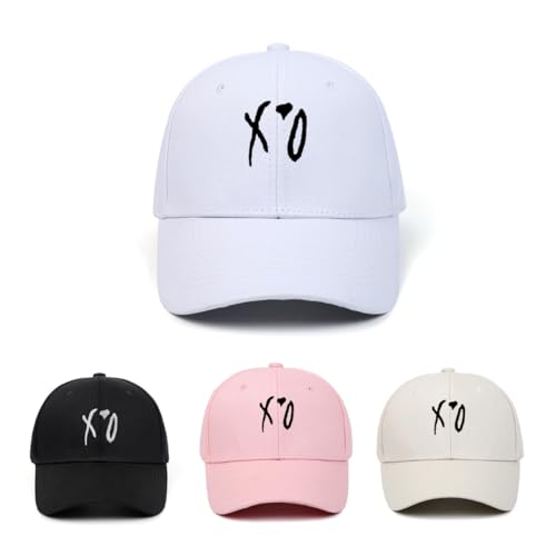 Baseball Cap, K Pop Fashion Hip Hop Stylish Trucker Hat for Men & Women, XO Embroidered Adjustable Streetwear Cap (White,One Size)