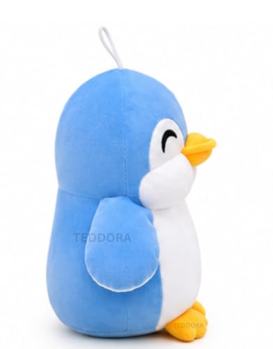 Image of Happy Penguin Soft Toy for Girls Boys Kids, Sky Blue, Animal Plush Stuffed Baby Teddy Gift Birthday, 28 cm