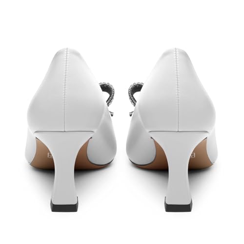 Image of Heels for Women Closed Patent Pointed Toe Bow Pumps Slip on Kitten Low Heels Wedding Party Dress Office Shoes 2.5Inch