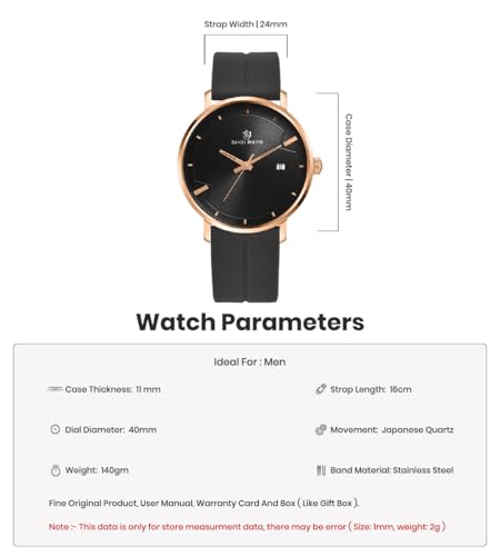 Image of Analog Watch for Men with Silicone Band | Magnetic Lock Strap | Japanese Quartz Movement | Water Resistant | Formal & Casual Wristwatch Gift