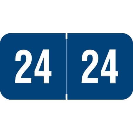 2024 Year Labels by Allstar. 3/4" X 1 1/2" Mylar Covered 500/ROLL. RRYM-24 Navy Blue/White